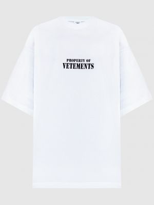 Белая футболка с принтом Vetements