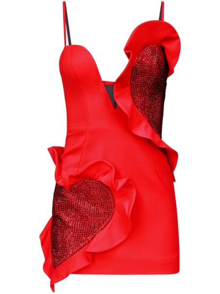Коктейлна рокля с кристали със сърца Area червено