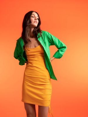 Krajkové mini šaty Defacto oranžové