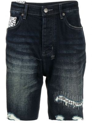 Szorty jeansowe z przetarciami Ksubi niebieskie