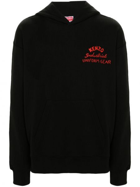 Pamučna hoodie s kapuljačom Kenzo crna