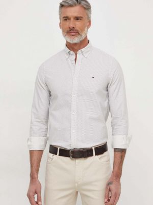 Beżowa koszula na guziki slim fit bawełniana Tommy Hilfiger