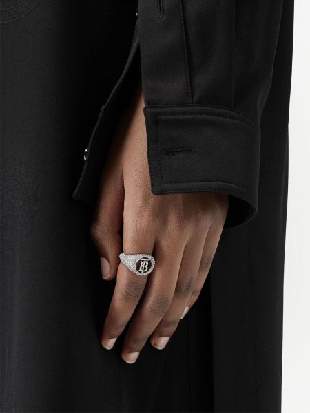 Křišťálový prsten Burberry stříbrný