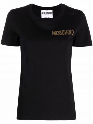 Camiseta de algodón con estampado Moschino negro