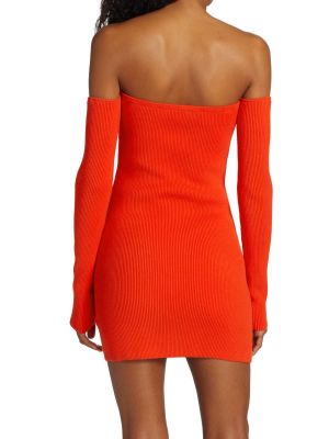 Платье мини с длинным рукавом Helmut Lang оранжевое