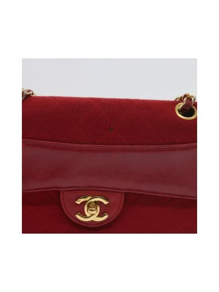 Torba na ramię bawełniana retro Chanel Vintage czerwona