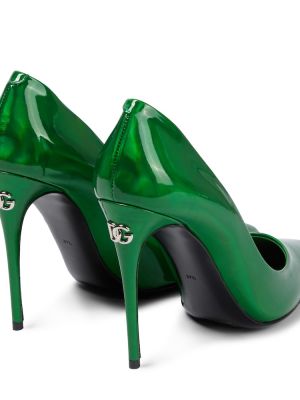 Кожени полуотворени обувки Dolce&gabbana зелено