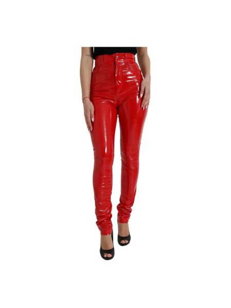 Spodnie skinny fit Dolce And Gabbana czerwone