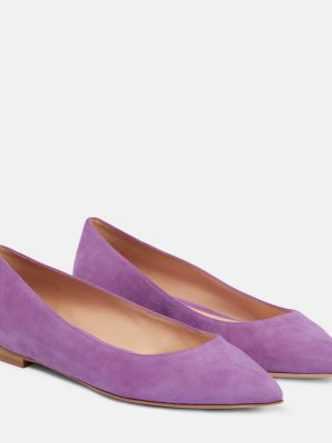 Balerini din piele de căprioară Gianvito Rossi violet