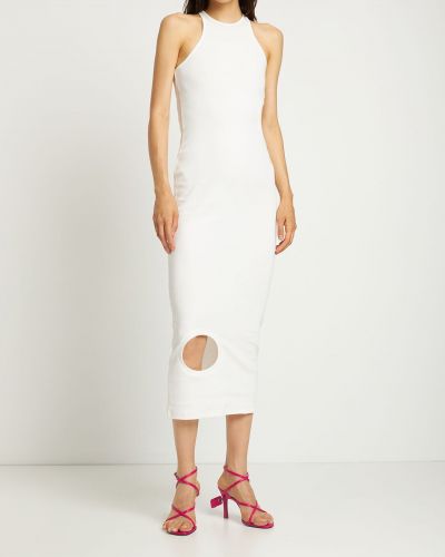 Bavlněné midi šaty Off-white bílé