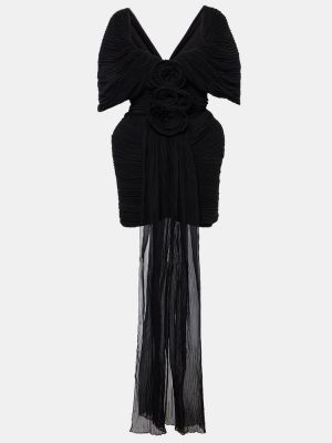 Svilena haljina s cvjetnim printom Magda Butrym crna
