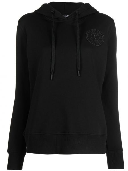 Hoodie med broderi Versace Jeans Couture svart