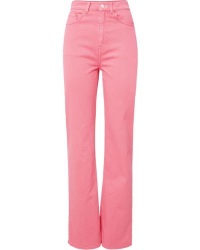 Bavlnené džínsy s rovným strihom s vysokým pásom na zips Global Funk - ružová