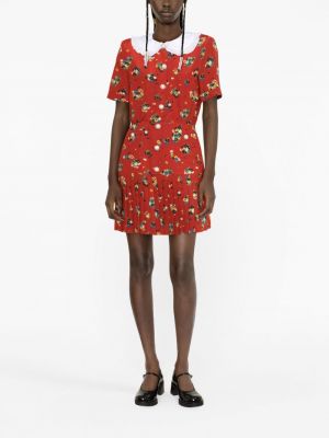 Zīda kleita ar ziediem ar apdruku Alessandra Rich sarkans