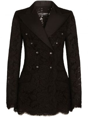 Blazer s cvetličnim vzorcem s čipko Dolce & Gabbana črna