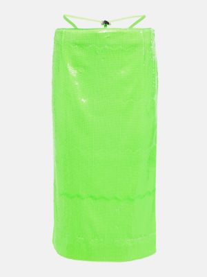 Midi sukňa s nízkym pásom Rotate Birger Christensen zelená