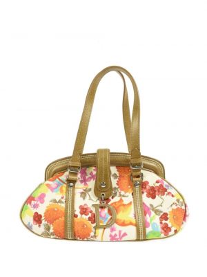 Květinová shopper kabelka s potiskem Christian Dior stříbrná