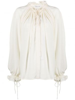 Bluză de mătase plisată Victoria Beckham alb