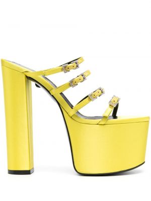 Papuci tip mules cu platformă Sergio Rossi galben