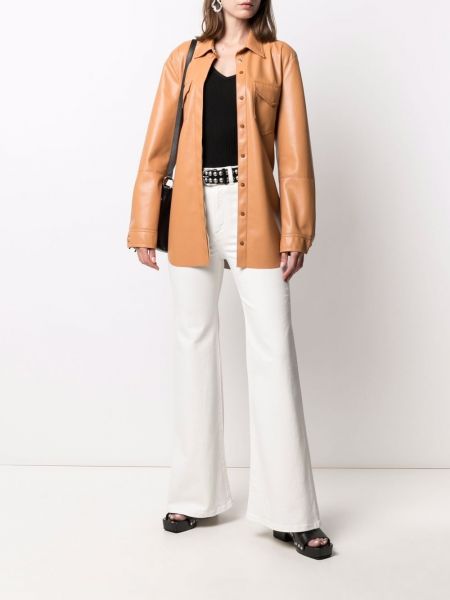 Zvonové džíny s vysokým pasem Jeanerica bílé