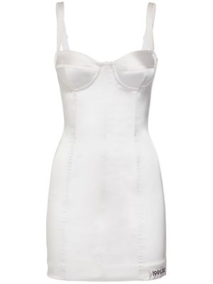 Saténové mini šaty Dolce & Gabbana bílé