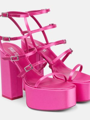 Satenske sandale s platformom Paris Texas ružičasta