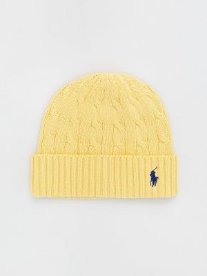 Памучна шапка Polo Ralph Lauren жълто