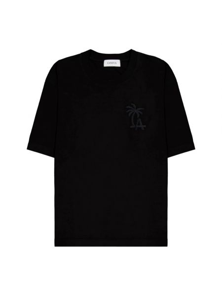 Haftowana koszulka bawełniana Laneus czarna