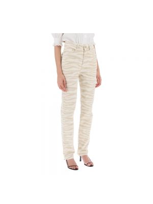 Skinny jeans mit zebra-muster Ganni beige