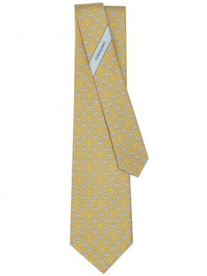 Копринена вратовръзка с принт Ferragamo жълто