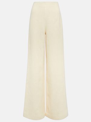 Bavlněné vlněné manšestrové kalhoty Loro Piana bílé