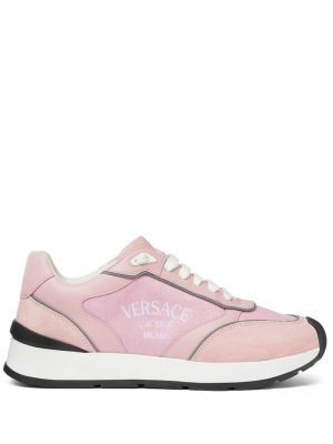 Sneakerși cu broderie Versace roz