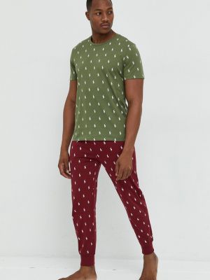 Pamučna pidžama s printom Polo Ralph Lauren zelena