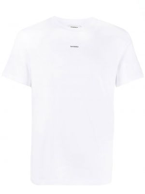 T-shirt con stampa con scollo tondo Sandro bianco