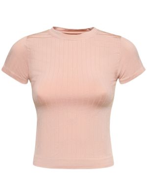 T-shirt en velours côtelé avec manches courtes Prism Squared rose