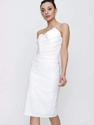 Вечерна рокля бродирана By Saygı бяло