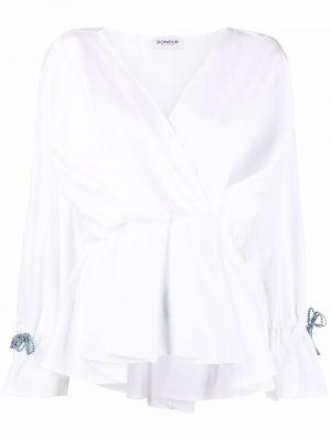 Peplum v-hals bomull bluse Dondup hvit