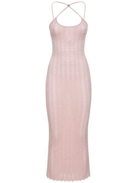 Krajkové midi šaty Alessandra Rich růžové