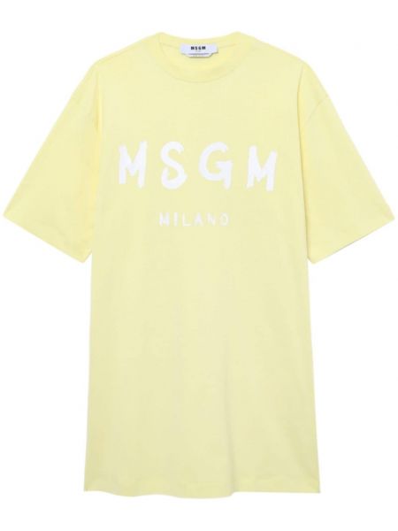 Βαμβακερή φόρεμα με σχέδιο Msgm κίτρινο