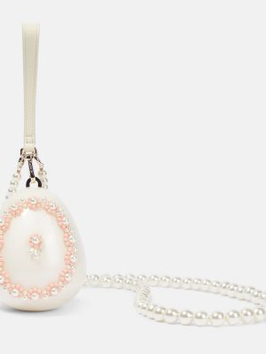 Listová kabelka s perlami Simone Rocha biela