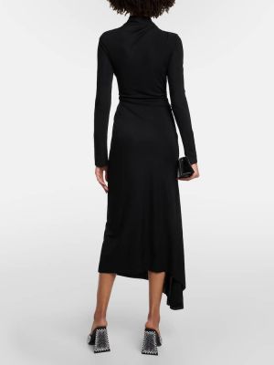 Drapované midi šaty Victoria Beckham čierna