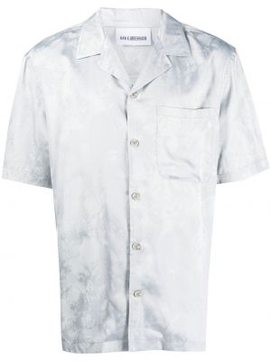 Рубашка с принтом атласная Han Kjobenhavn, синяя
