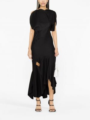 Asymetrické dlouhé šaty Victoria Beckham černé