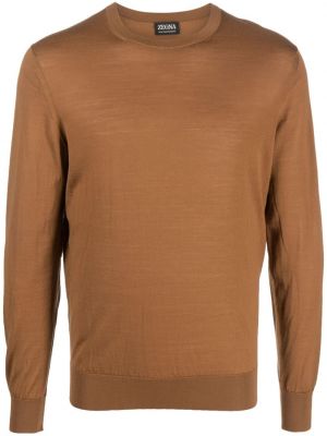 Sweter wełniany Zegna brązowy