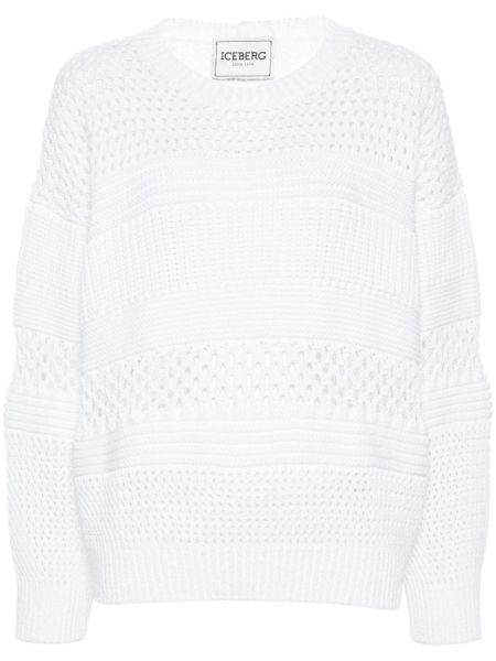 Chunky памучен дълъг пуловер Iceberg бяло