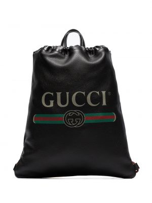 Plecak skórzany z printem skórzany Gucci