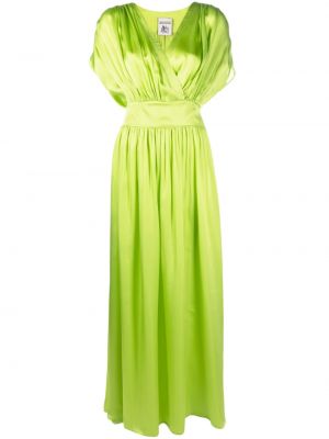 Сатенена вечерна рокля с драперии Semicouture зелено