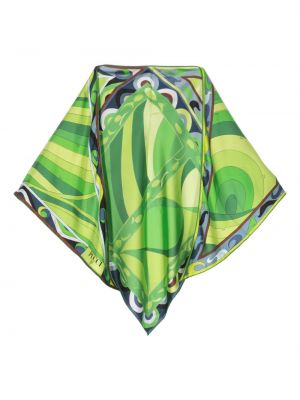 Копринен шал с принт Pucci зелено