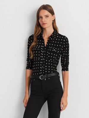 Camisa con estampado manga larga con estampado geométrico Lauren Ralph Lauren negro