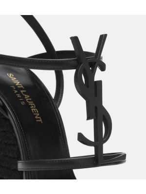 Sandály na klínovém podpatku Saint Laurent černé